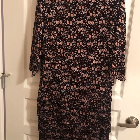 tahari sparkle lace dress black - Picture 3 of 3